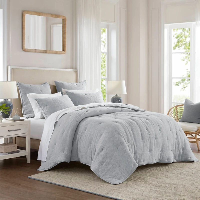 Harbor House Breeze Cotton Gauze  Embroidered 3-pc. Easy Care Quilt Set