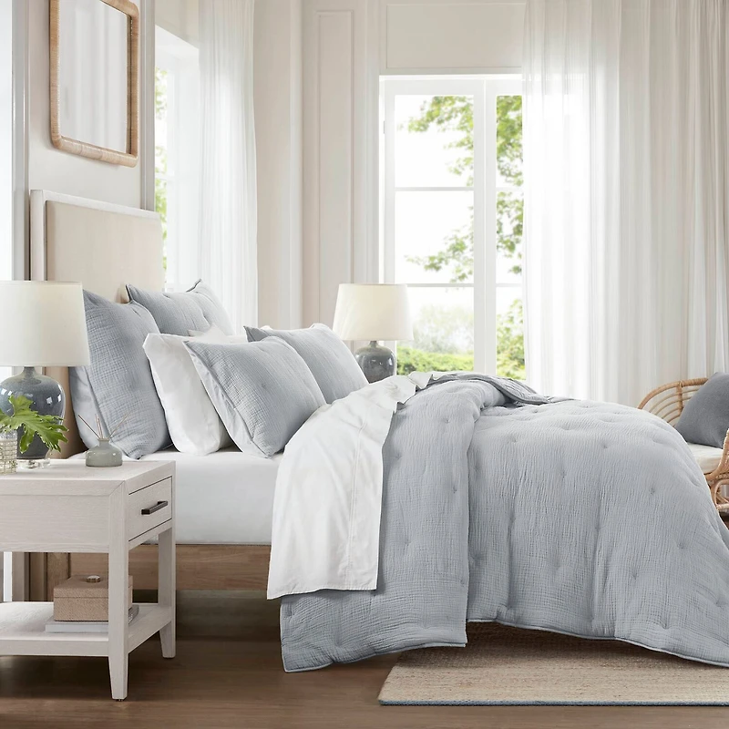 Harbor House Breeze Cotton Gauze  Embroidered 3-pc. Easy Care Quilt Set