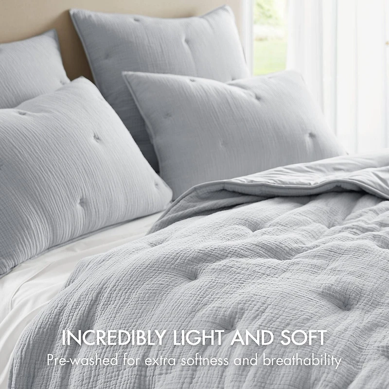Harbor House Breeze Cotton Gauze  Embroidered 3-pc. Easy Care Quilt Set