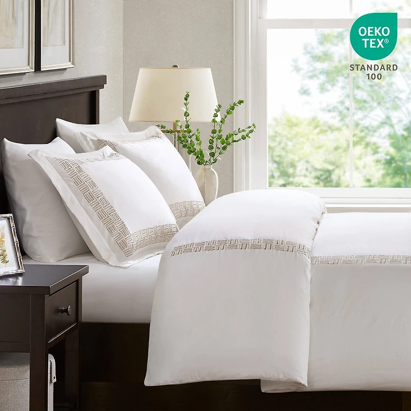 Harbor House Nile Cotton Sateen With Embroidery 3-pc. Embroidered Duvet Cover Set