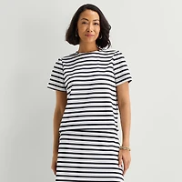 Liz Claiborne Womens Tall Crew Neck Short Sleeve T-Shirt
