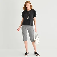 Liz Claiborne Womens Tall Round Neck Short Sleeve Blouse