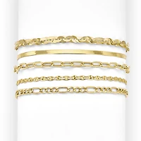 Made in Italy Womens 10K Gold 7.5 Inch Hollow Figaro Chain Bracelet