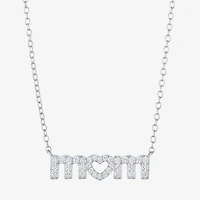 Yes, Please! Womens Lab Created White Sapphire Pure Silver Over Brass 16 Inch Pendant Necklace