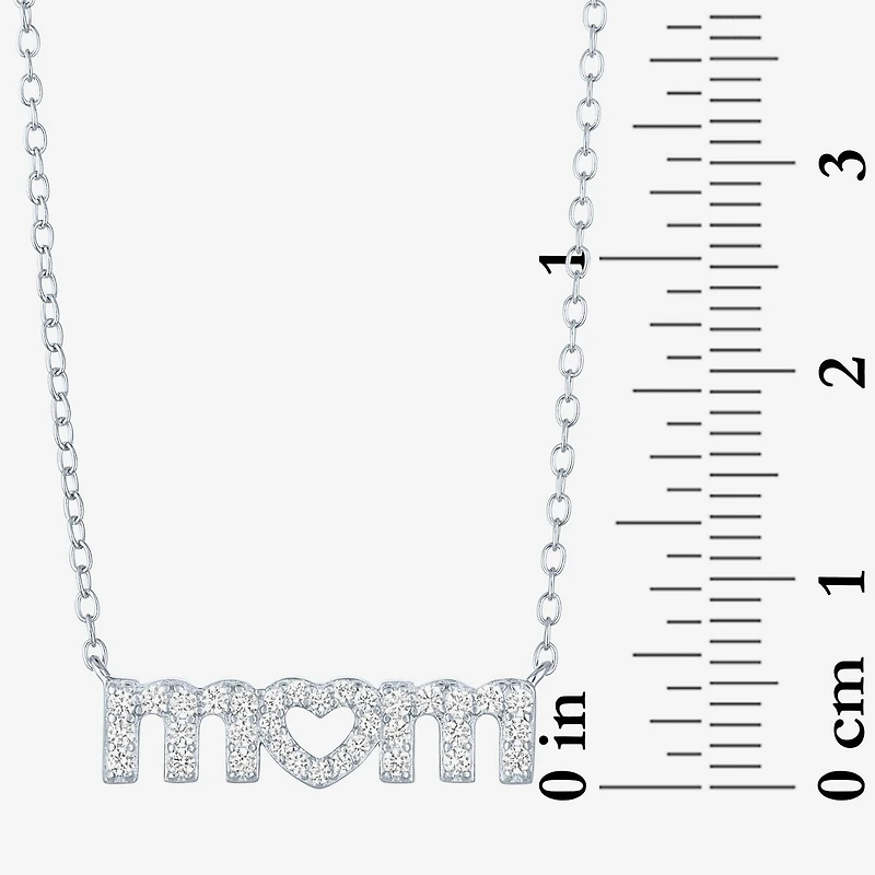 Yes, Please! Womens Lab Created White Sapphire Pure Silver Over Brass 16 Inch Pendant Necklace