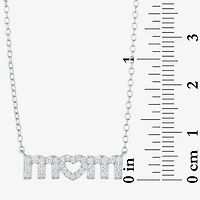 Yes, Please! Womens Lab Created White Sapphire Pure Silver Over Brass 16 Inch Pendant Necklace