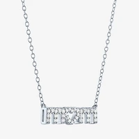 Yes, Please! Womens Lab Created White Sapphire Pure Silver Over Brass 16 Inch Pendant Necklace