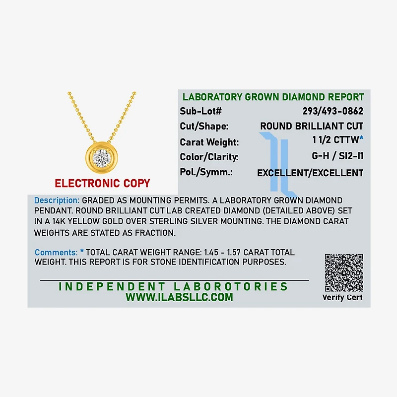 Diamond Addiction (G-H / Si2-I1) Womens 1 1/ CT. T.W. Lab Grown White Diamond 14K Gold Over Silver 18 Inch Pendant Necklace