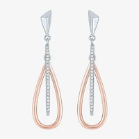 (G-H / Si2-I1) Womens 1/10 CT. T.W. Lab Grown White Diamond 14K Rose Gold Over Silver Drop Earrings