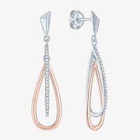 (G-H / Si2-I1) Womens 1/10 CT. T.W. Lab Grown White Diamond 14K Rose Gold Over Silver Drop Earrings