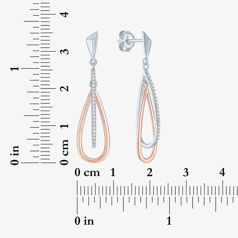 (G-H / Si2-I1) Womens 1/10 CT. T.W. Lab Grown White Diamond 14K Rose Gold Over Silver Drop Earrings