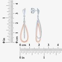 (G-H / Si2-I1) Womens 1/10 CT. T.W. Lab Grown White Diamond 14K Rose Gold Over Silver Drop Earrings