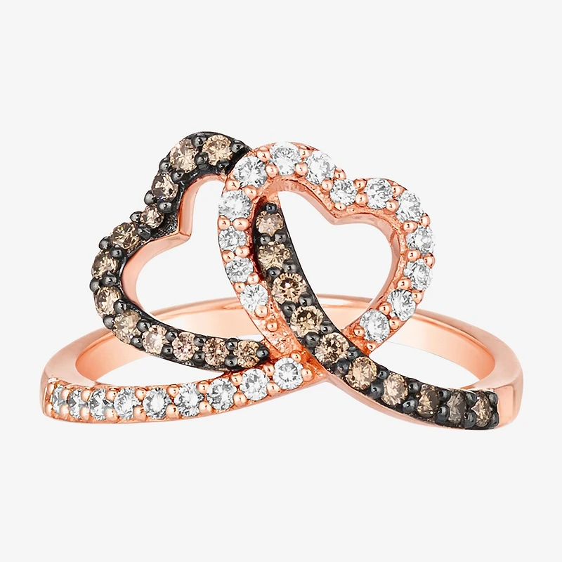 Le Vian Grand Sample Sale Le Vian Grand Sample Sale Limited Quantities! Womens 1/2 CT. T.W. Natural Brown Diamond 14K Gold Heart Side Stone Cocktail Ring