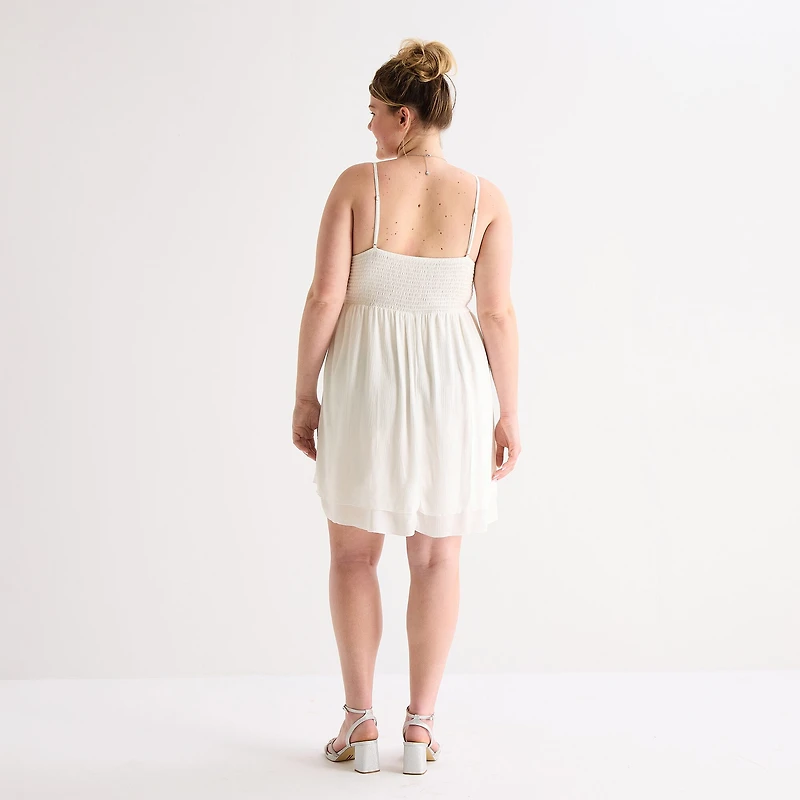 Forever 21 Womens Juniors Plus V Neck Sleeveless Babydoll Dress