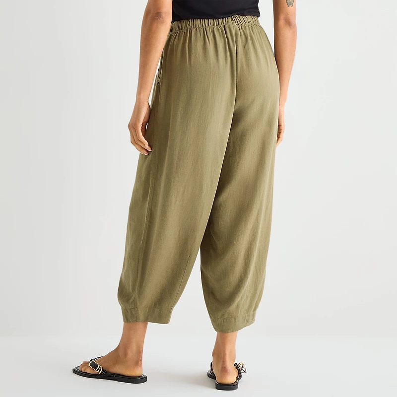 a.n.a Womens Linen Ankle Balloon Pant