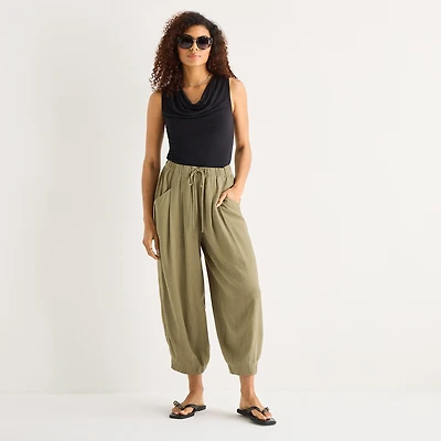 a.n.a Womens Linen Ankle Balloon Pant