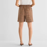 A.N.A Womens Striped Drawstring Waist Short