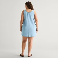 a.n.a Womens Plus U Neck Sleeveless A-Line Dress