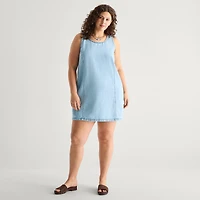a.n.a Womens Plus U Neck Sleeveless A-Line Dress