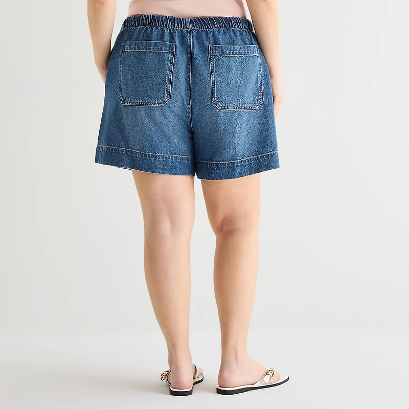 a.n.a Womens 5" Mid Rise Plus Denim Short