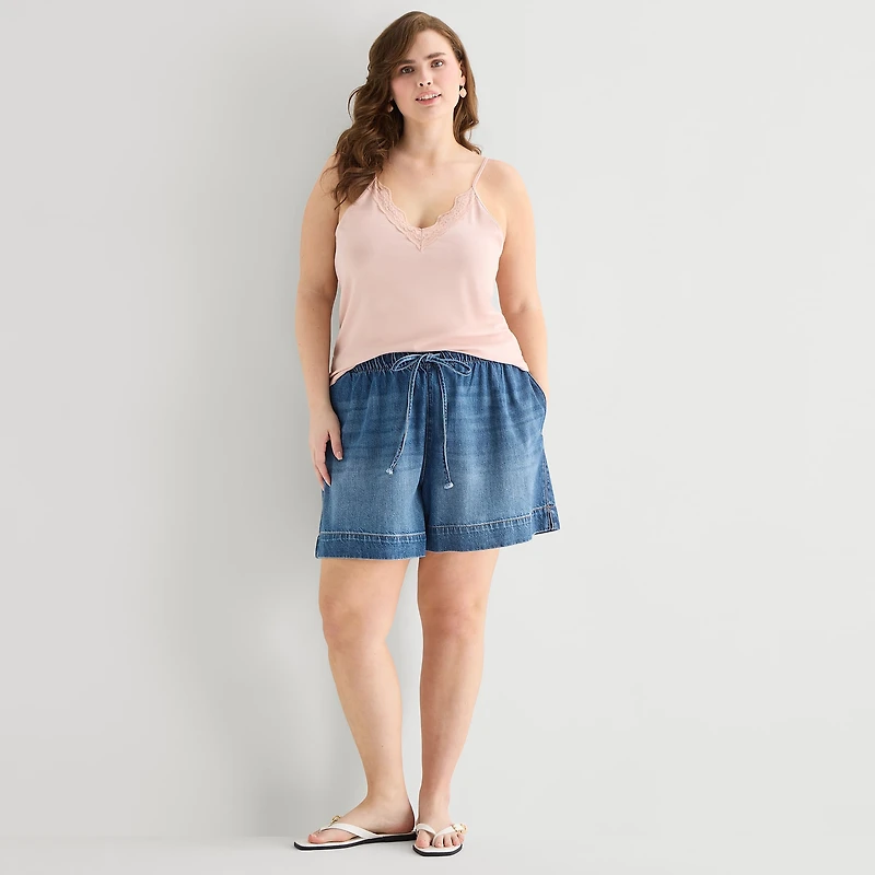 a.n.a Womens 5" Mid Rise Plus Denim Short