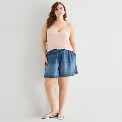 a.n.a Womens 5" Mid Rise Plus Denim Short