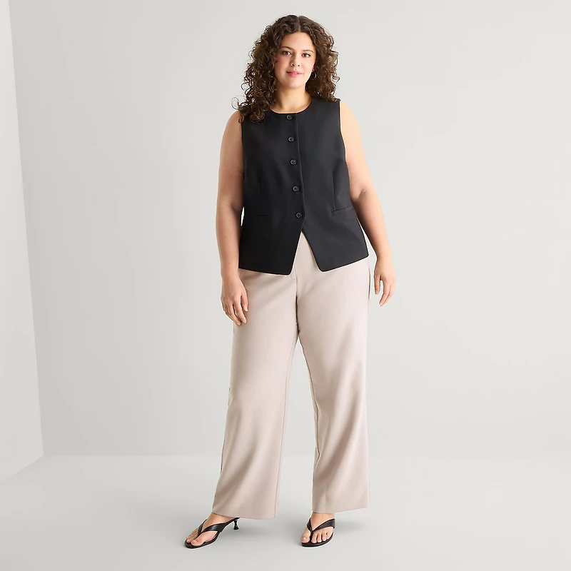 a.n.a Womens Plus Crew Neck Sleeveless Vest