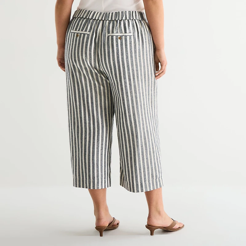 a.n.a Womens Plus Wide Leg High Rise Cropped Pant