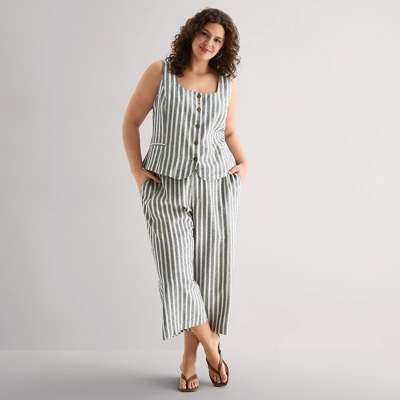a.n.a Womens Plus Wide Leg High Rise Cropped Pant