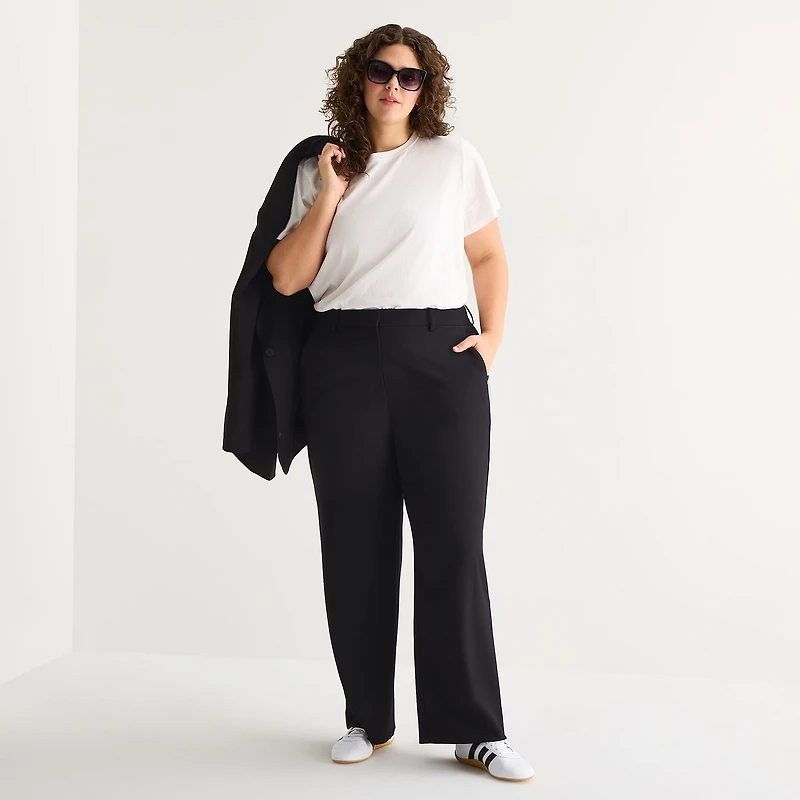 a.n.a Womens Plus Wide Leg High Rise Trouser