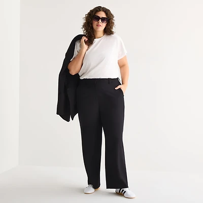 a.n.a Womens Plus Wide Leg High Rise Trouser