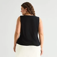 a.n.a Womens Plus Cowl Neck Sleeveless Tank Top