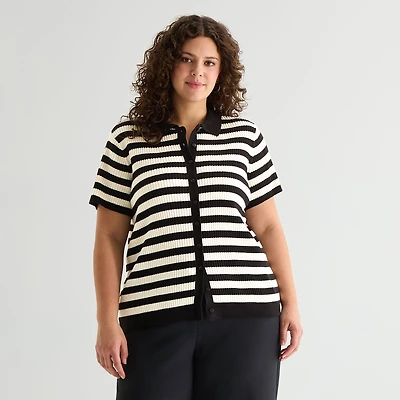 A.N.A Plus Womens Short Sleeve Polo Sweater