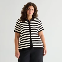 A.N.A Plus Womens Short Sleeve Polo Sweater