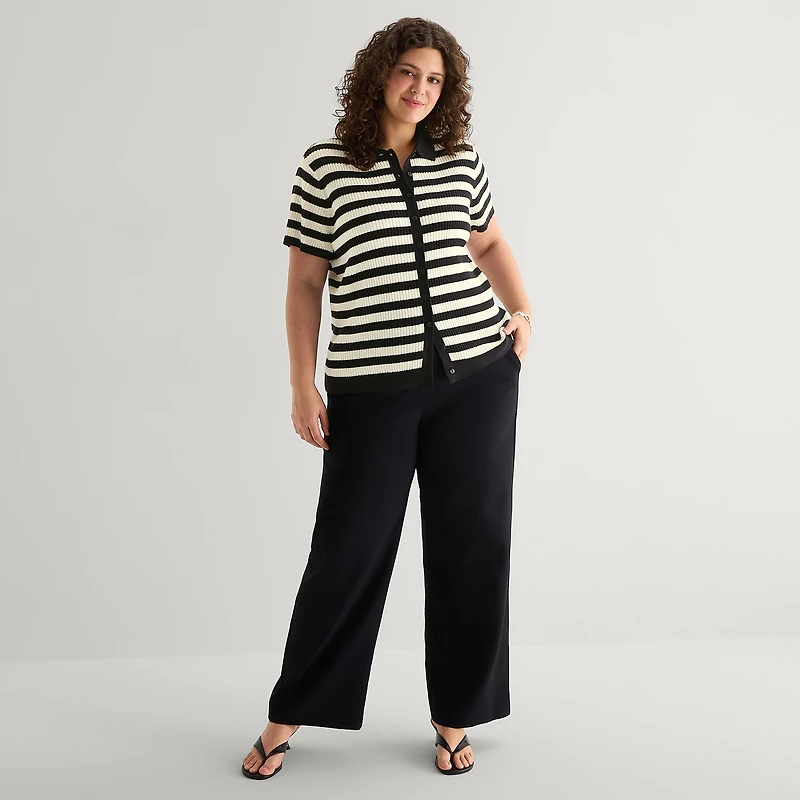 A.N.A Plus Womens Short Sleeve Polo Sweater