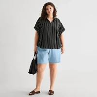 a.n.a Womens Plus Short Sleeve Blouse