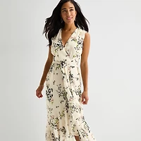 Melonie T Womens V Neck Sleeveless Cap Maxi Dress