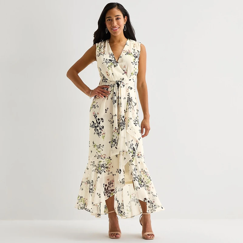 Melonie T Womens V Neck Sleeveless Cap Maxi Dress