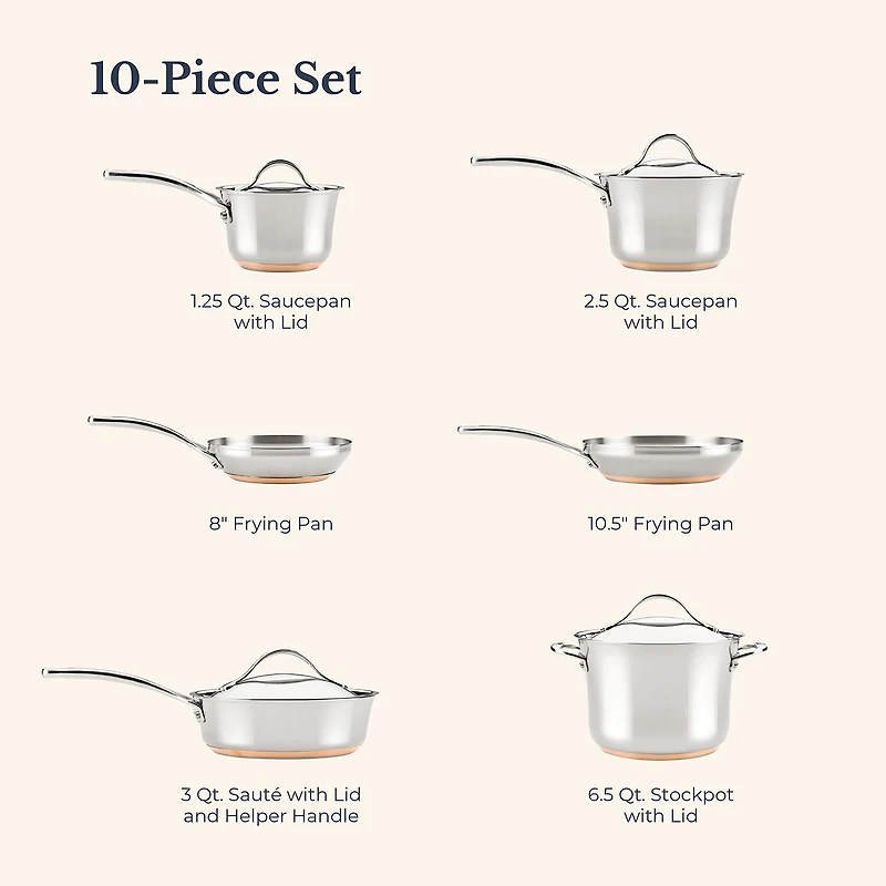 Anolon Nouvelle Stainless Steel 10-pc. Cookware Set