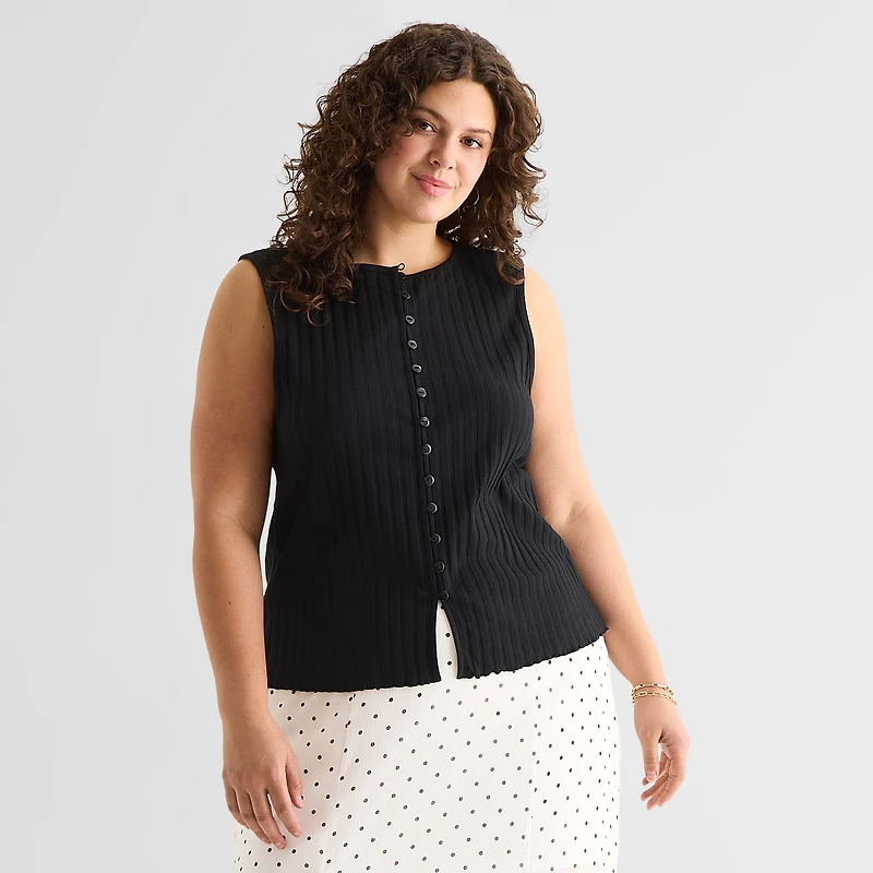a.n.a Womens Plus Crew Neck Sleeveless Vest