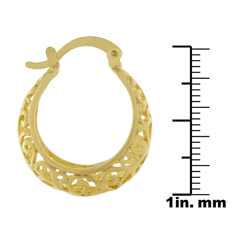 Silver Reflections 24K Gold Over Brass Hoop Earrings