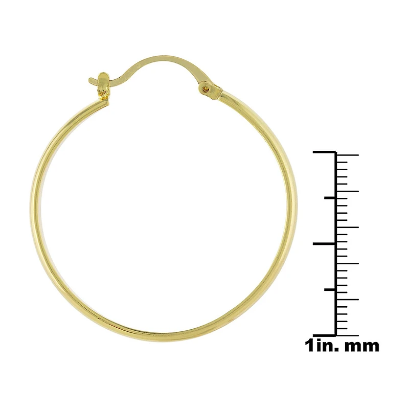 Silver Reflections Womens 24K Gold Over Brass 40mm Hoop Earrings
