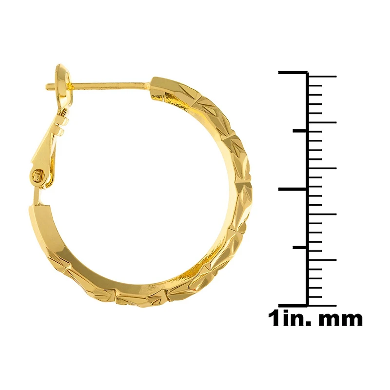 Silver Reflections Womens 24K Gold Over Brass 25mm Hoop Earrings