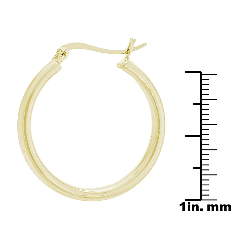 Silver Reflections Gold Over Brass Click-Top 24K Gold Over Brass Hoop Earrings