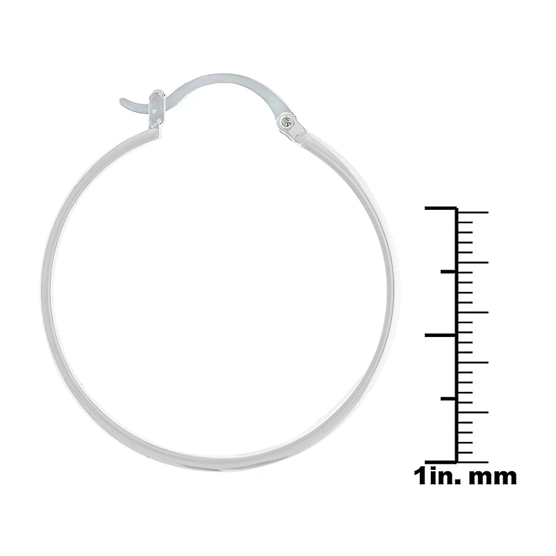 Silver Reflections Pure Silver Over Brass Hoop Earrings