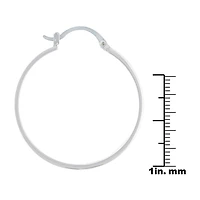 Silver Reflections Pure Silver Over Brass Hoop Earrings