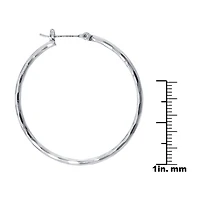 Silver Reflections Pure Silver Over Brass Hoop Earrings