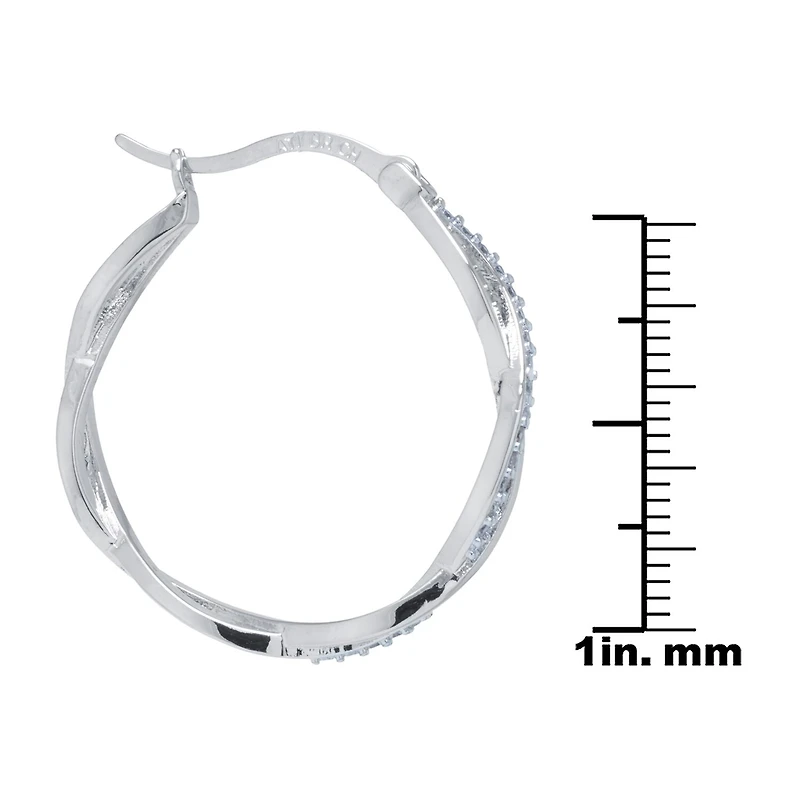 Sparkle Allure Womens Crystal 30mm Hoop Earrings
