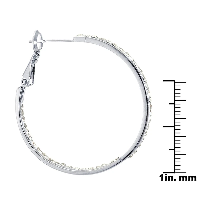 Sparkle Allure Womens Crystal 33mm Hoop Earrings