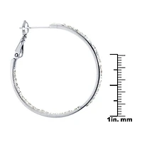 Sparkle Allure Womens Crystal 33mm Hoop Earrings